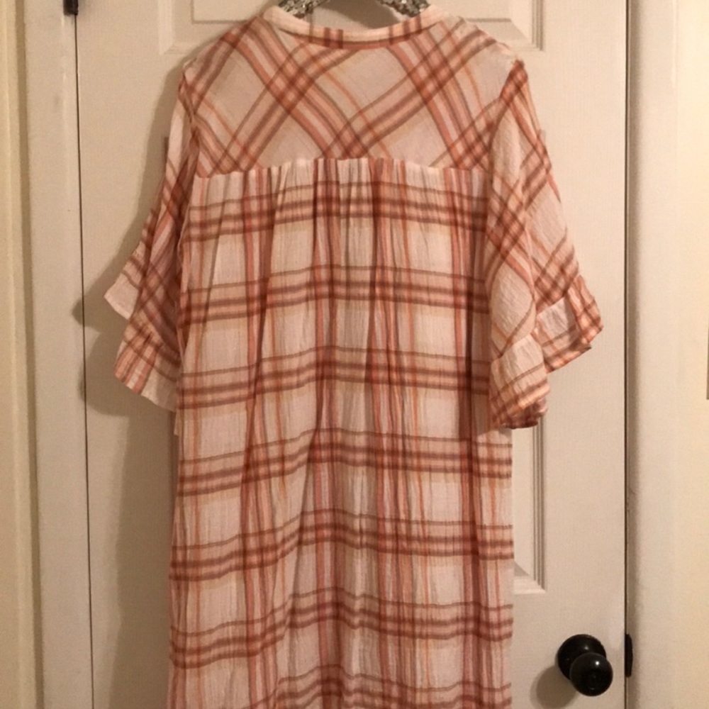 NWOT Soieblu Cotton Hi Low Plaid Tunic Dress S - Picture 7 of 8
